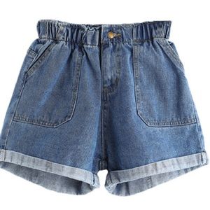 Elastic Waist Denim Shorts